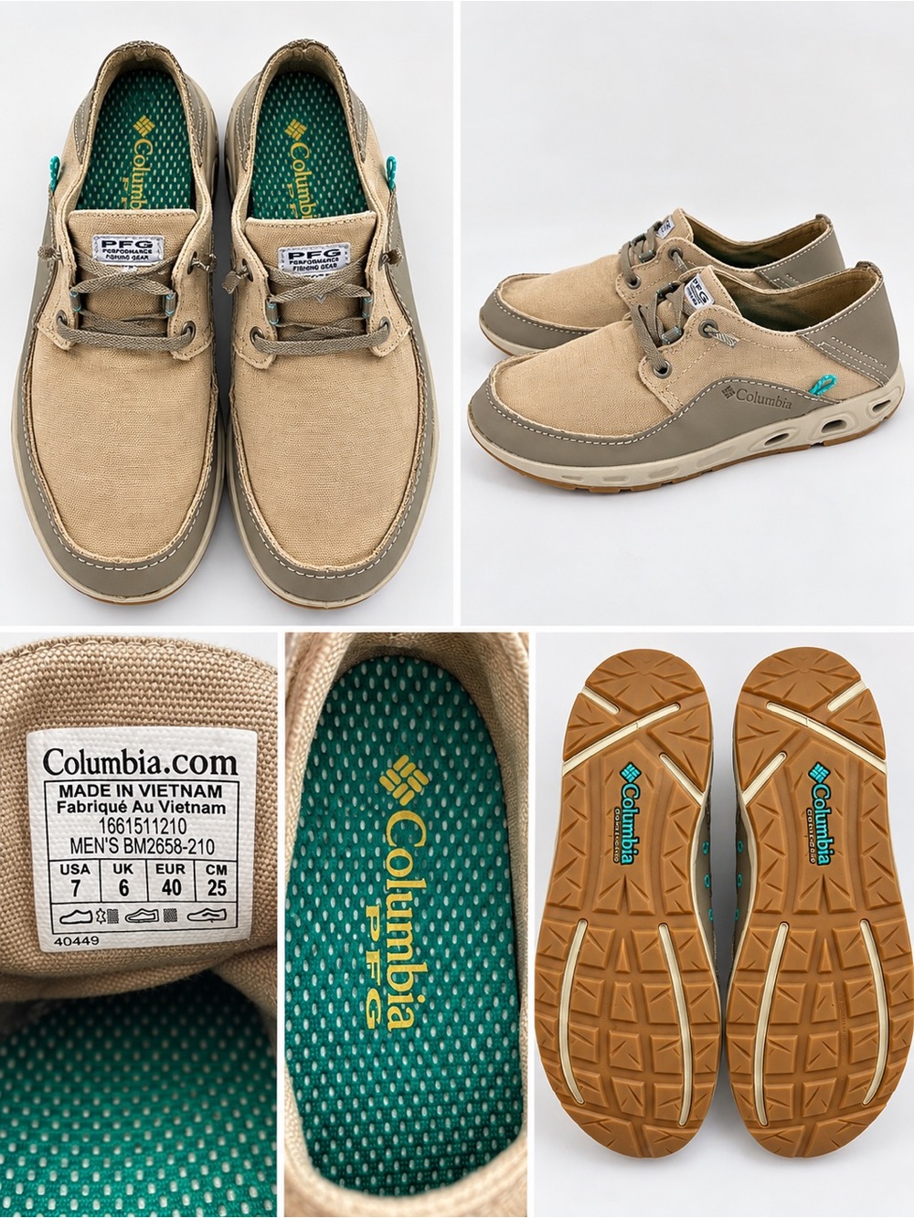 Columbia Men's Tan and Olive Canvas Slip-On Loafers